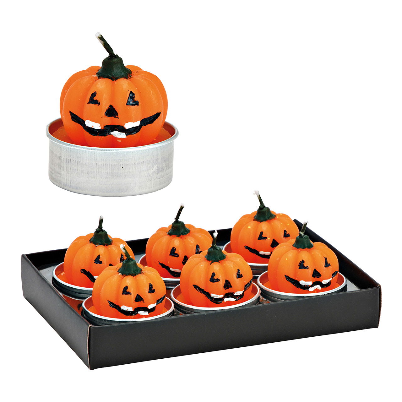 Set di 6 tealight in zucca, in cera arancione (L/H/D) 4x4x4cm