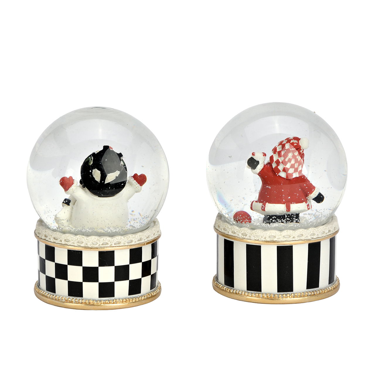 Schneekugel Schneemann/Weihnachtsmann aus Poly/Glas Rot 2-fach sortiert (B/H/T) 6x9x6cm Draußen, Natur, Winter, Person, Figur