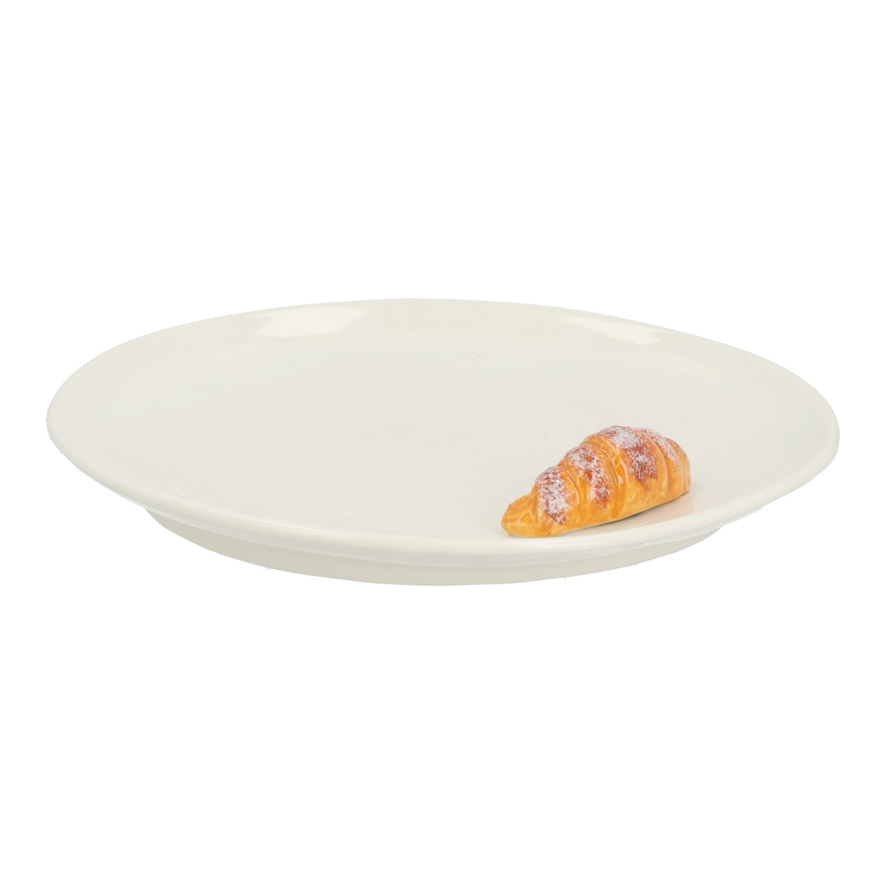 Teller Croissant aus Porzellan Weiß (B/H/T) 20x30x20cm Porzellan-Teller, weißer Teller, Croissant auf Teller, Frühstücksteller, leerer Teller