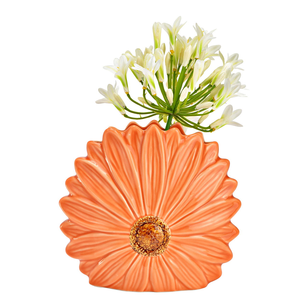 Apricot ceramic flower vase (W/H/D) 17x16x7cm