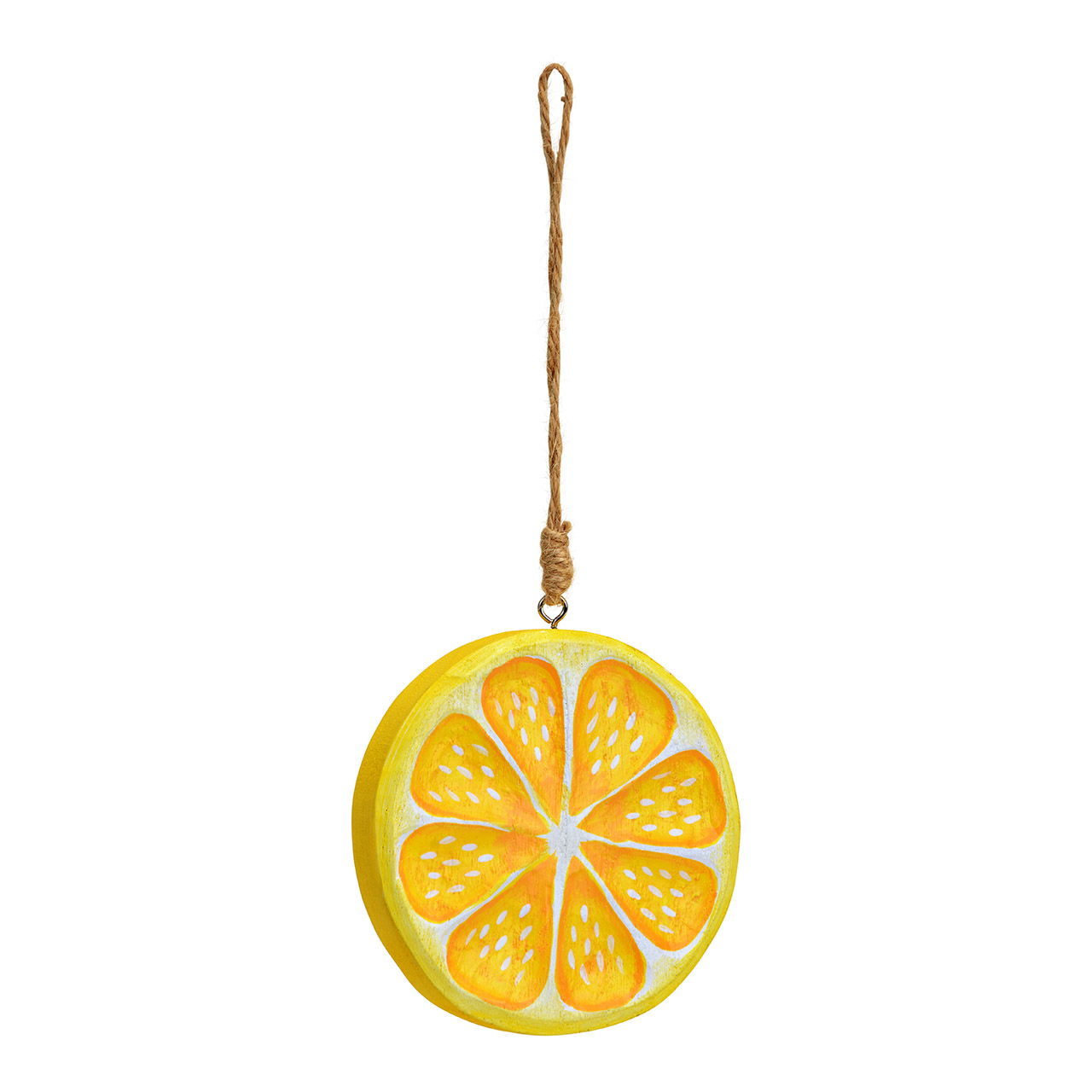 Wooden lemon slice hanger, yellow (W/H/D) 9x9x1cm