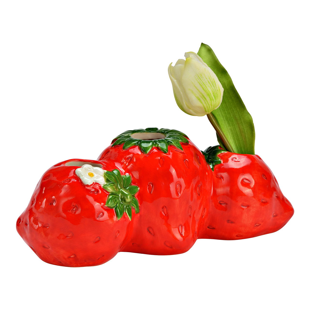 Vaso di fragole in ceramica, rosso (L/H/D) 24x10x10cm