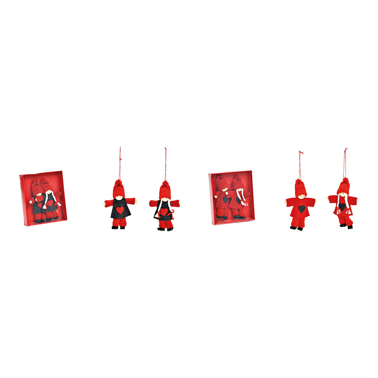 Christmas hanger set winter child 7x11x2cm of wood, textile, felt red set of 2, 2-fold, (W/H/D) 11x13x3cm