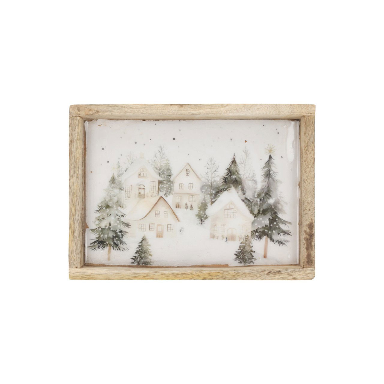 Doko Tablett Weihnachts Dekor aus Mangoholz Weiß (B/H/T) 22x4x16cm