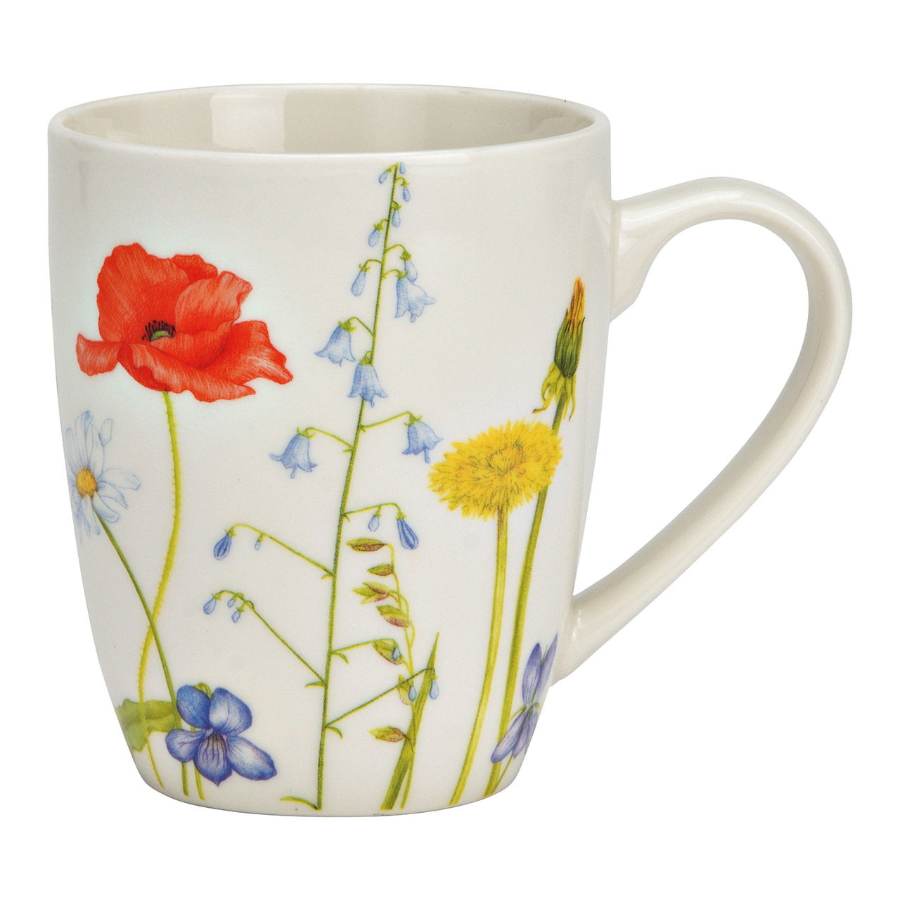 Tazza con decoro di fiori colorati in porcellana bianca (L/H/D) 8x10x6cm 360ml