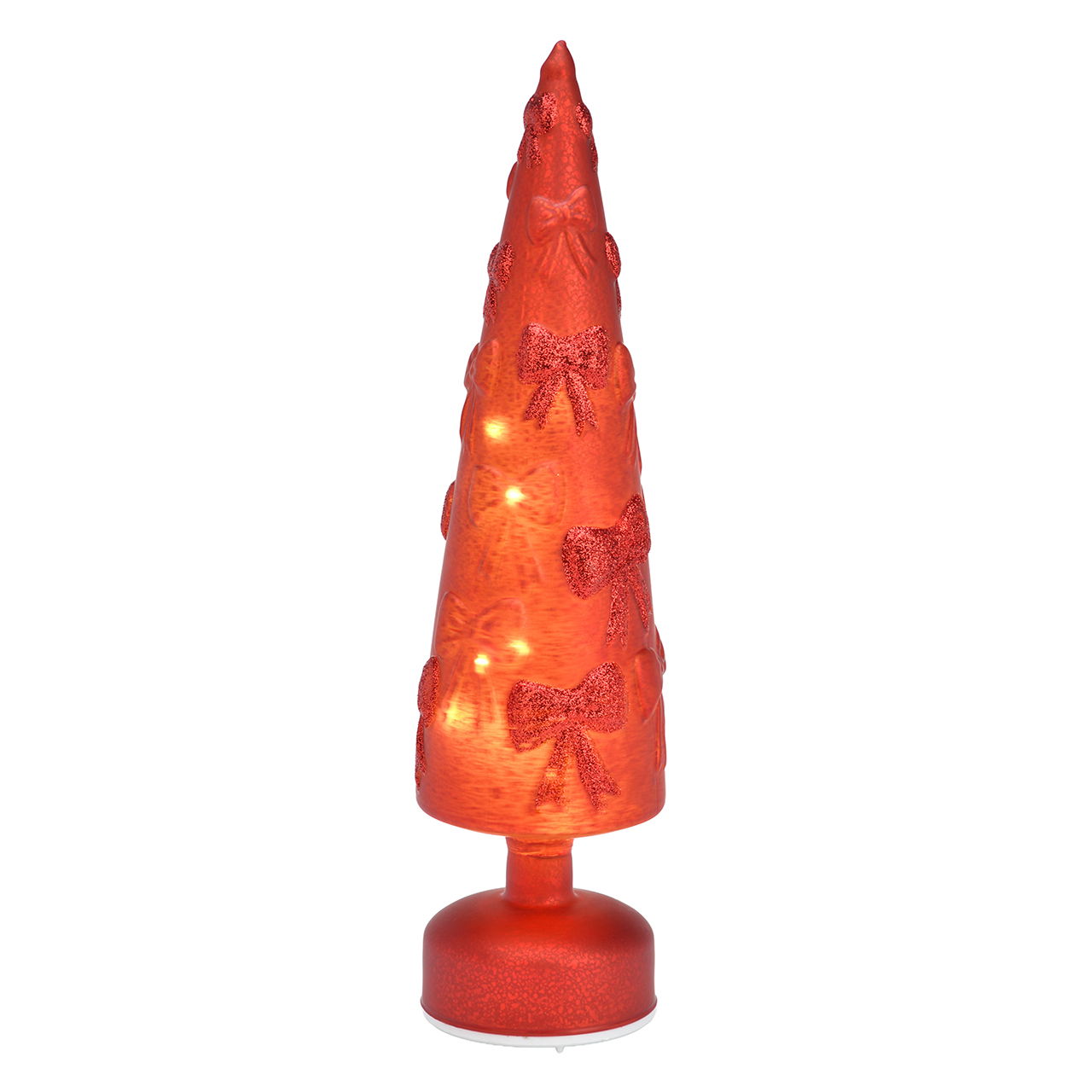 Sapin LED avec minuterie et fonction rotation en verre rouge (L/H/P) 10x38x10cm excl. 3xAAA Kegel
