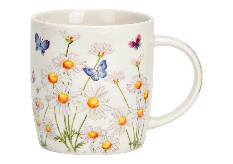 Mug porcelain floral decor colorful (W/H/D) 13x9x9cm 350ml