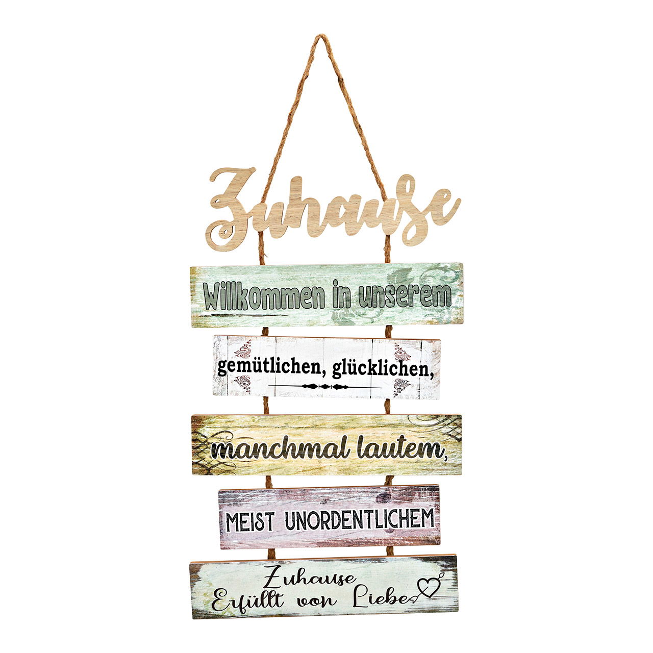 Wandbild Spruch aus Holz, Bunt (B/H/T) 32x53x1,5cm