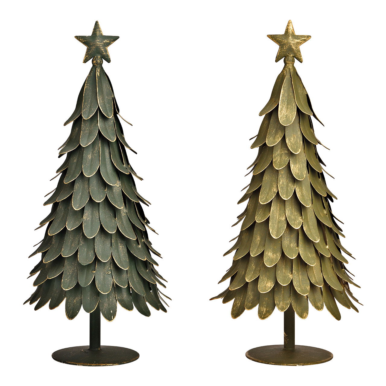 Metal fir tree green 2-fold, (W/H/D) 17x38x17cm