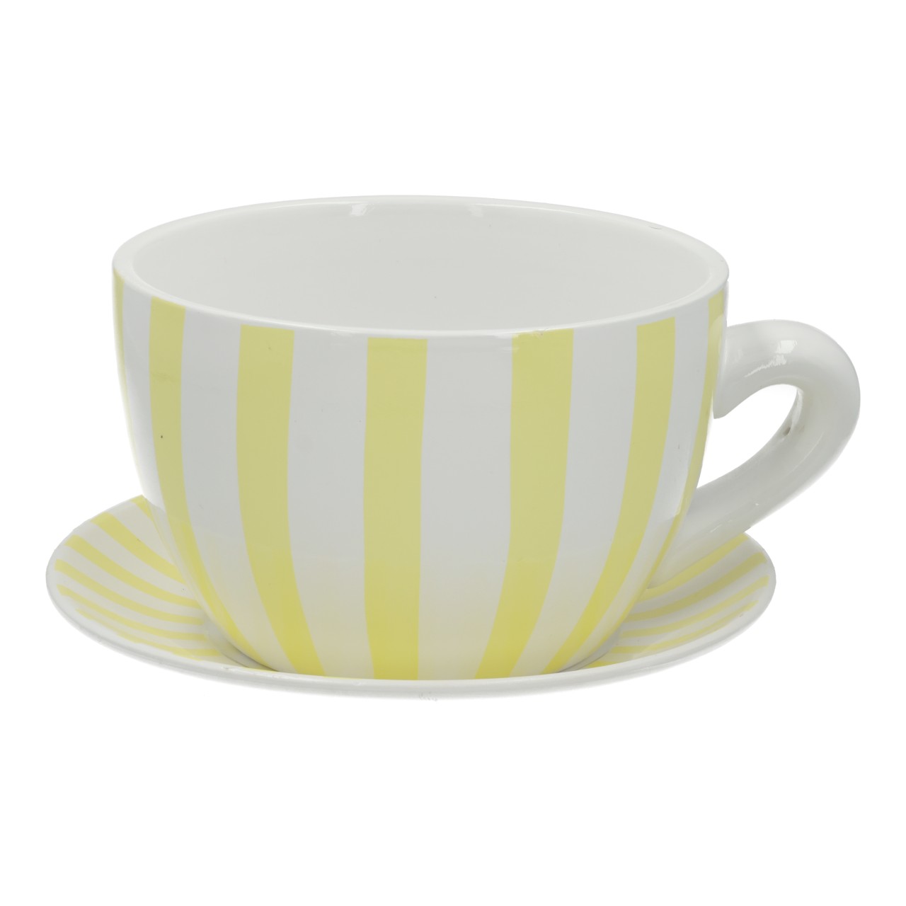 Teetasse, Tassen-Set, Gelb, Streifen, Porzellan