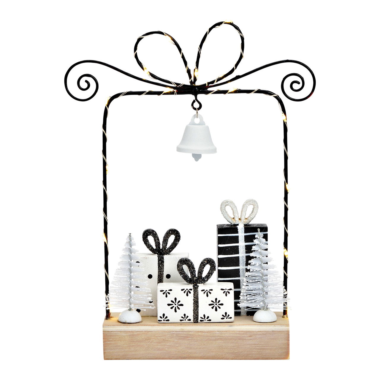 Expositor de regalo con luz LED, madera negra (c/h/d) 16x22x4cm