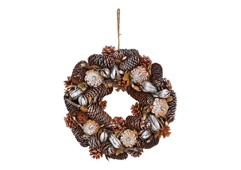 Christmas wreath to hang made of wood, plastic brown (w / h / d) 31x31x8cm