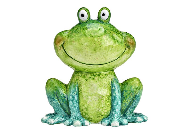 Frog ceramic green (W/H/D) 12x13x7cm