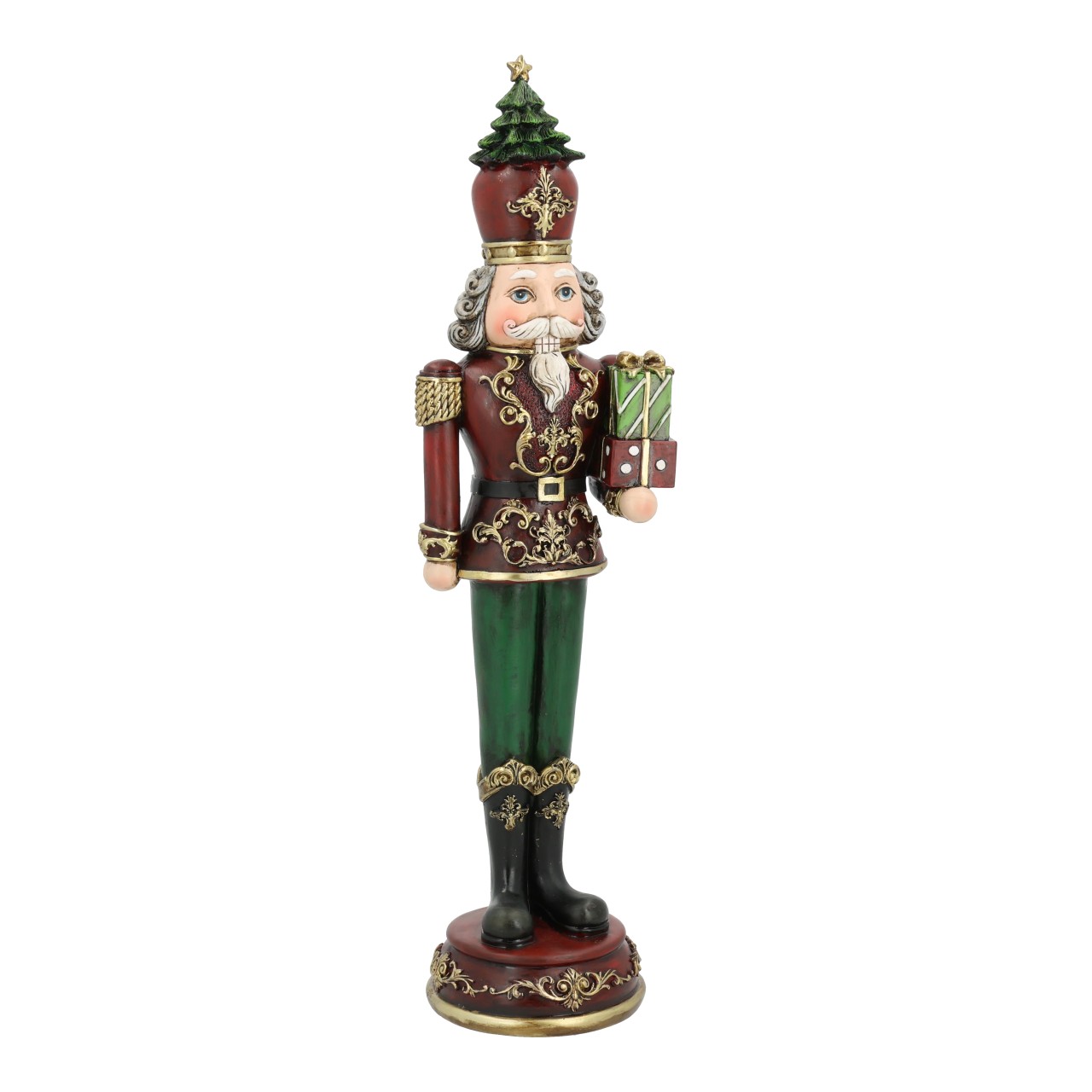 Weihnachtsfigur, Nussknacker, Holzfigur, rote Jacke, Grünes Hosen