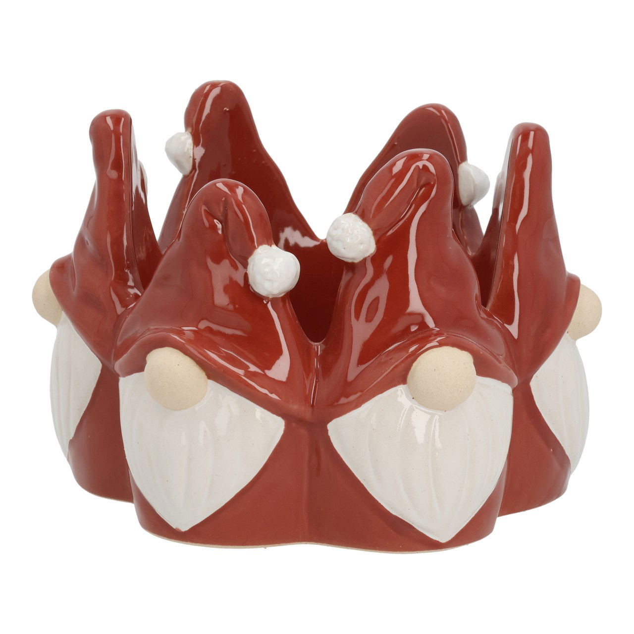 Kerzenhalter/Blumentopf Wichtel aus Steingut Rot (B/H/T) 18x11x16cm