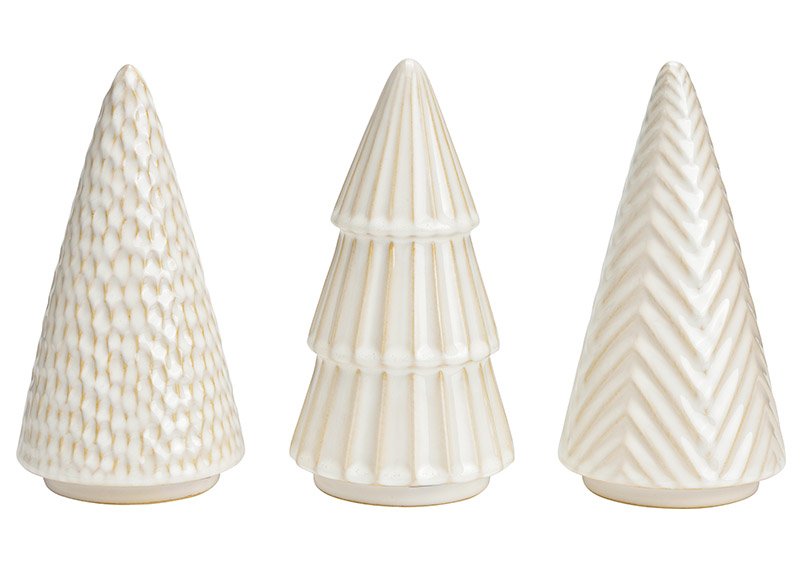 Abete in ceramica bianco 3 pieghe, (L/H/D) 10x20x10cm