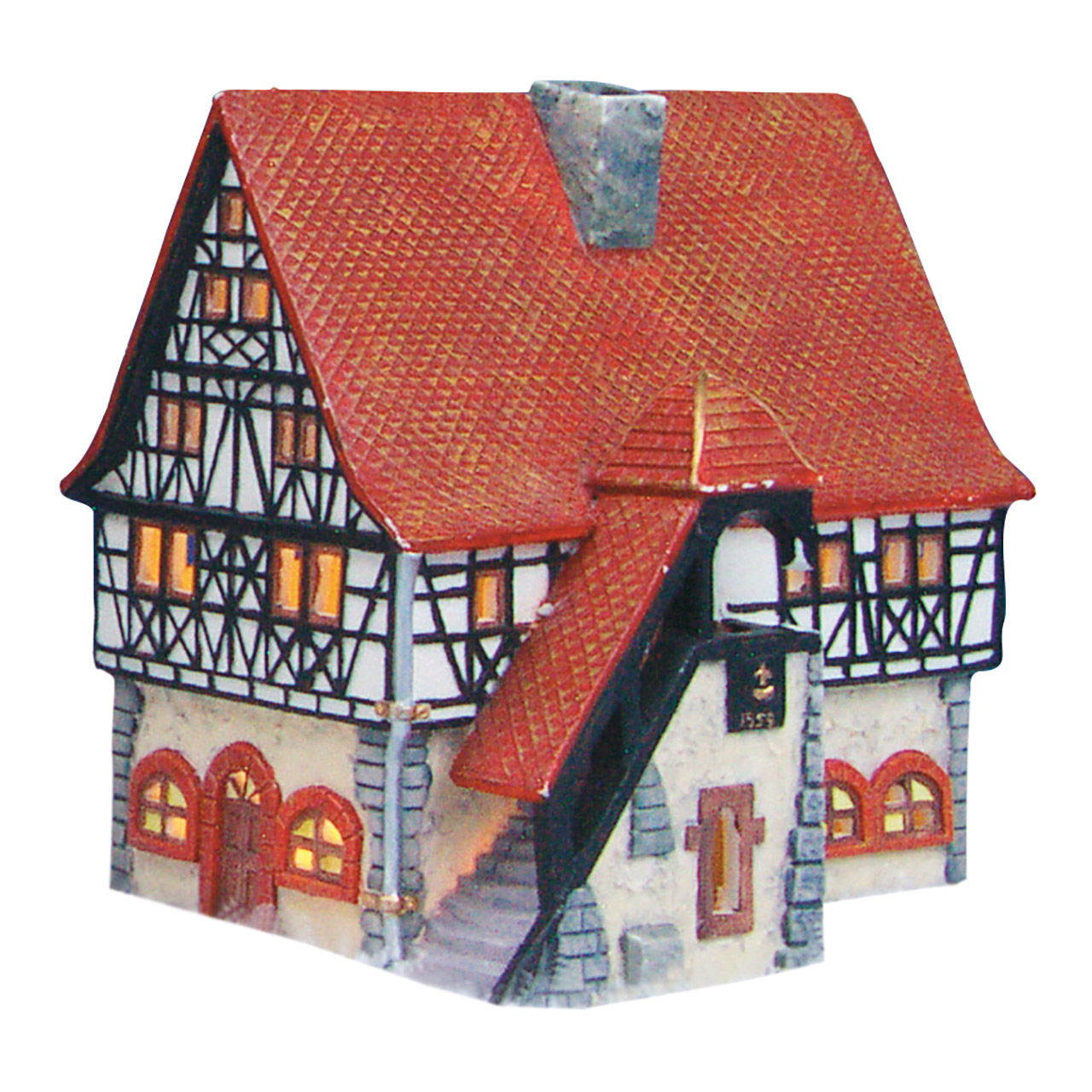Maison lumineuse Wurm Hôtel de ville Schifferstadt en porcelaine, Coloré (L/H/P) 12x16x16cm Maison lumineuse Wurm Hôtel de ville Schifferstadt en porcelaine, Coloré (L/H/P) 12x16x16cm