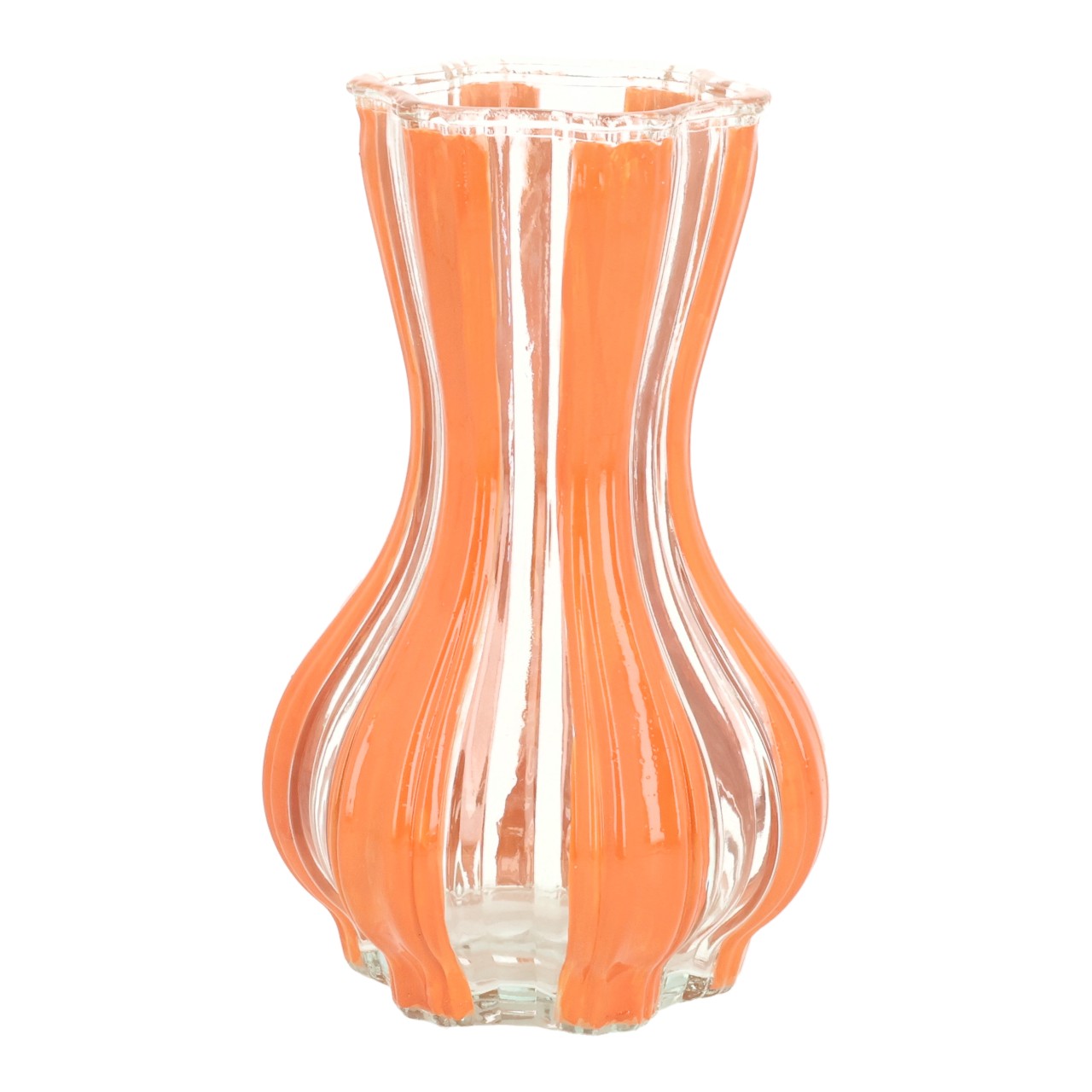 Vase, Glass Vase, Orangene Vase, Verzierte Vase, Dekorationsvase
