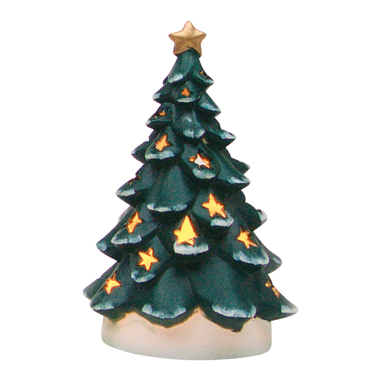 Farol de porcelana en forma de abeto verde, 18 cm de ancho