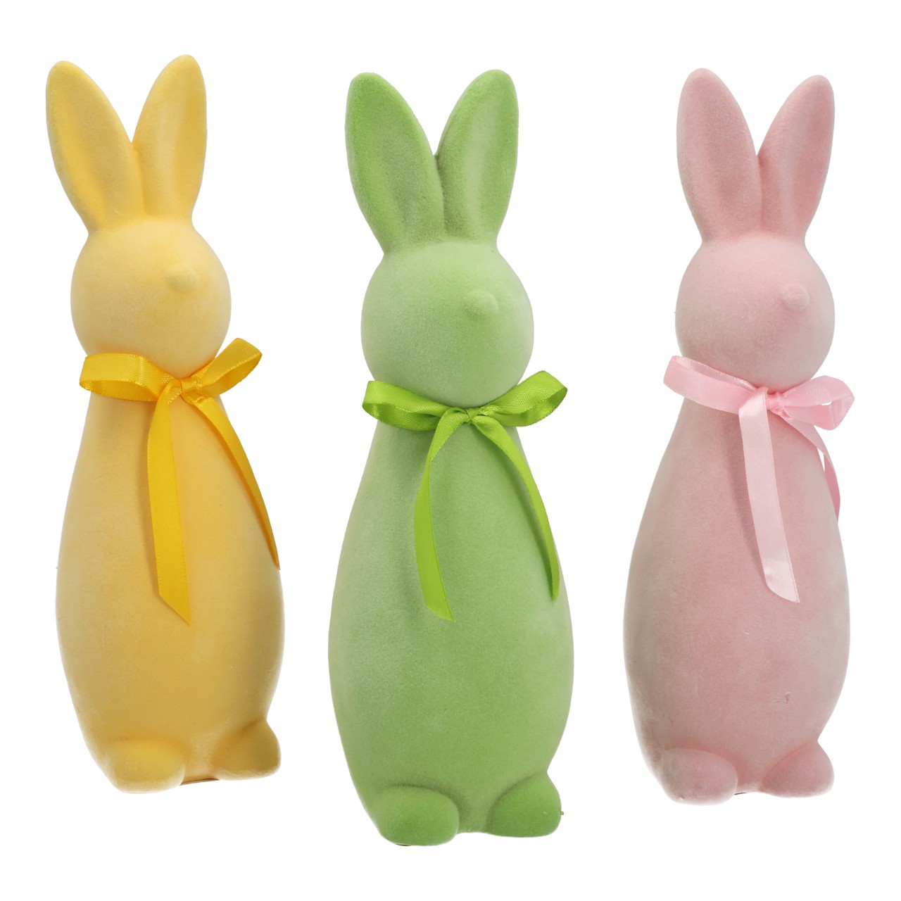 Ceramic bunny with bow yellow 3 assorted (W/H/D) 8x25x8cm Osterhasen, Schokoladenform, bunte Häschen, Süßware, Schenklage?
