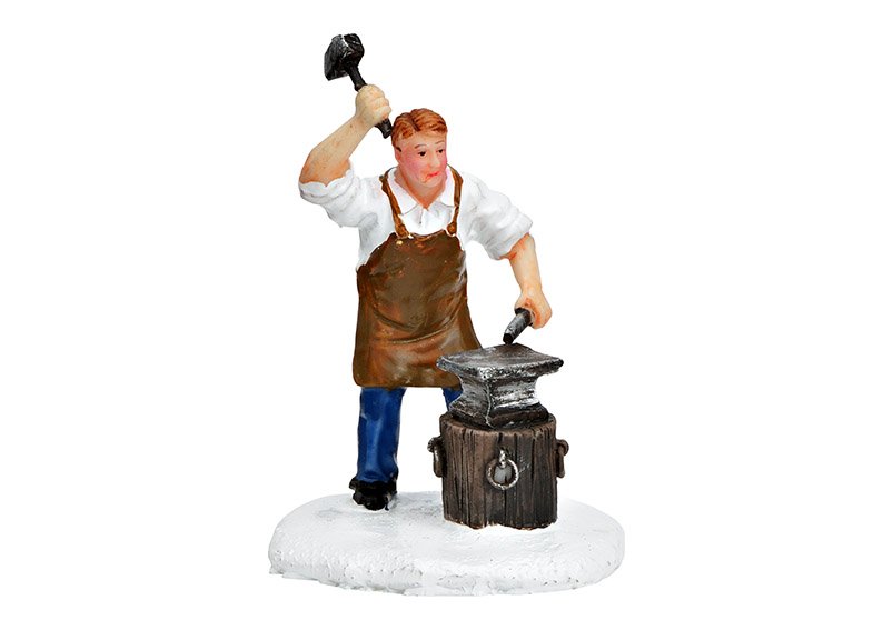 Miniature figure blacksmith from poly colorful (W/H/D) 4x7x4cm