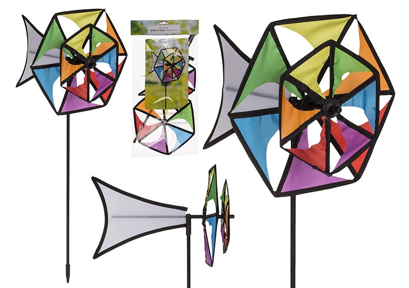 Windspiel Mykonos aus Metall, Nylon, Fiberglas bunt (B/H/T) 25x57x2cm