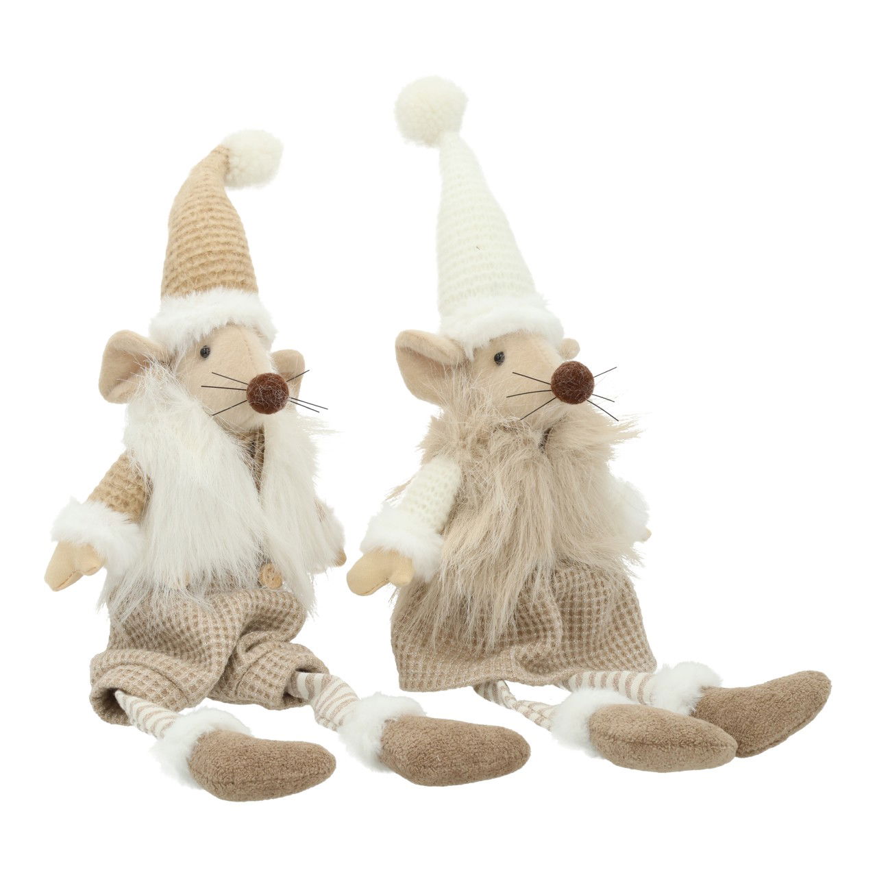 Winter Maus Kantenhocker aus Textil Beige 2-fach sortiert (B/H/T) 16x35x12cm Plüsch, Spielzeug, Kleidung, Hut