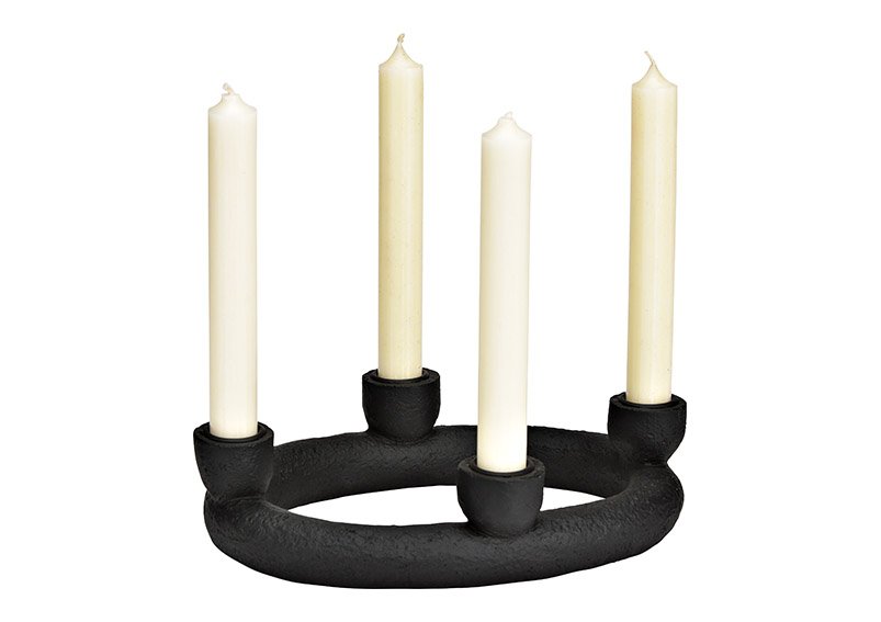 Poly candle holder black (W/H/D) 24x6x18cm