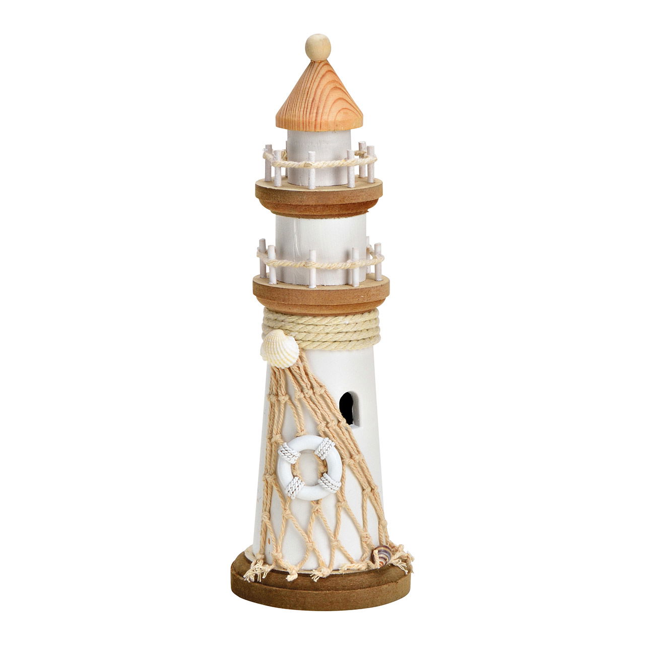 Wooden lighthouse white, 7x24x7cm