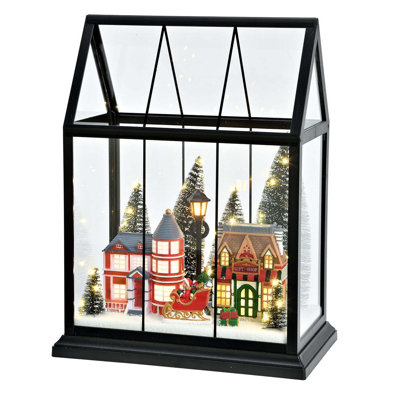 Villaggio invernale a LED in una casa di plastica colorata (L/H/D) 25,5x15x33cm Pflanze, Baum