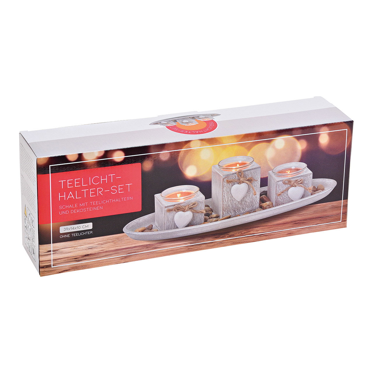 Teelichthalter, Set, Deko, Schatten, Holzoptik