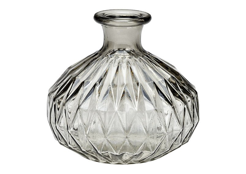 Vase of glass grey (W/H/D) 14x12x14cm