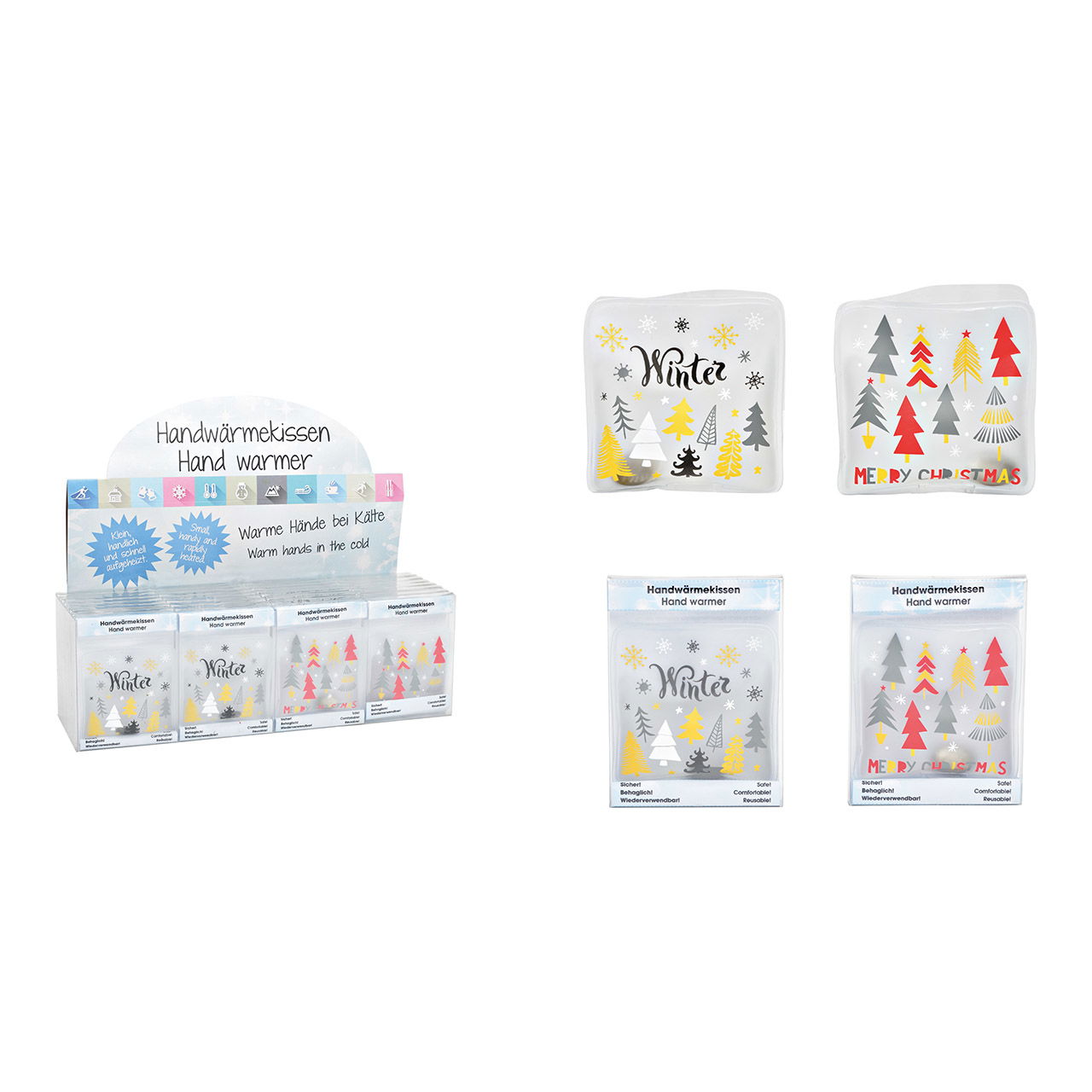 Taschenwärmer Winterwald Dekor, aus Kunststoff bunt 2-fach, (B/H/T) 9x9x1cm Taschenwärmer Winterwald Dekor, aus Kunststoff bunt 2-fach, (B/H/T) 9x9x1cm