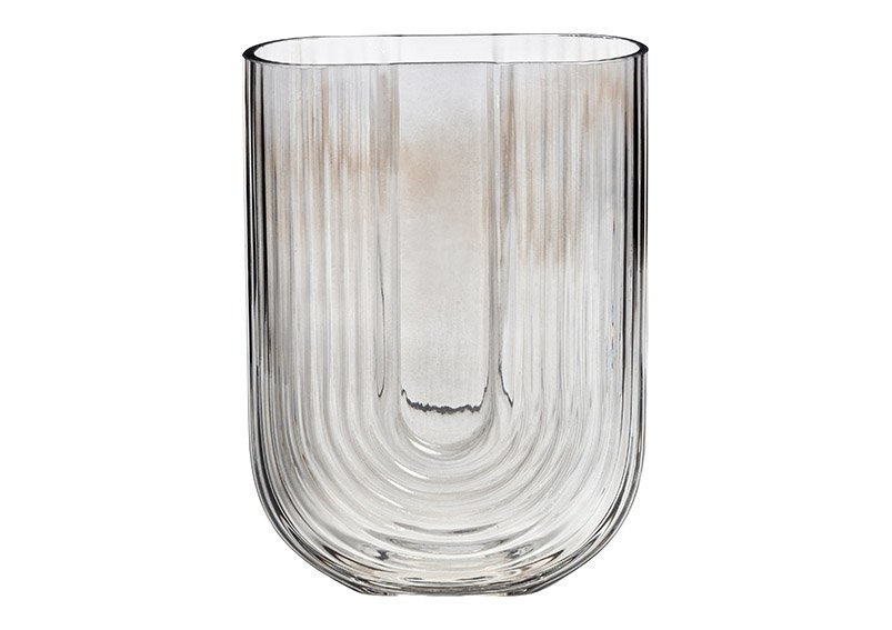 Glass vase gray (W/H/D) 13x18x5cm