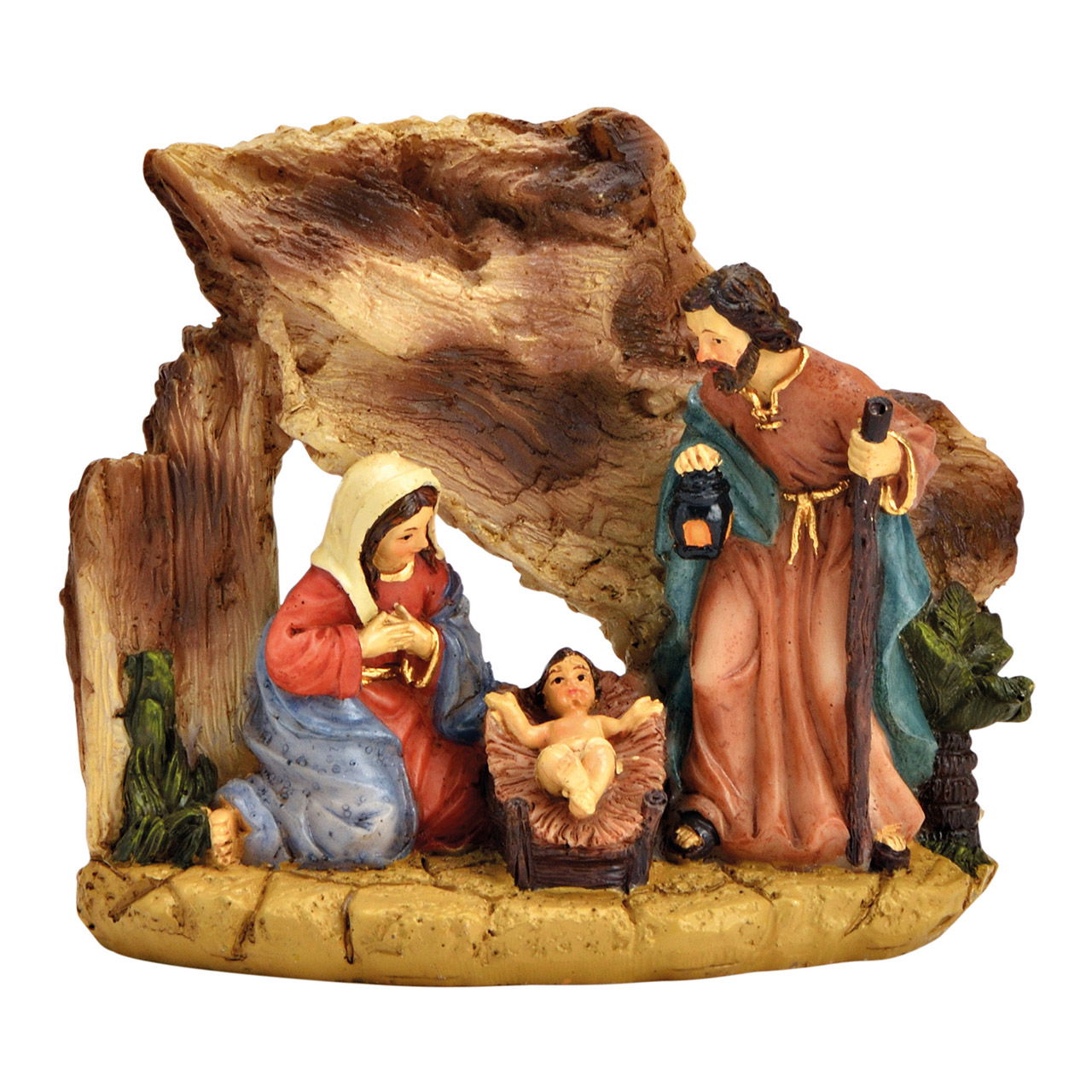 Kerststal van poly gekleurd (w/h/d) 12x10x5cm