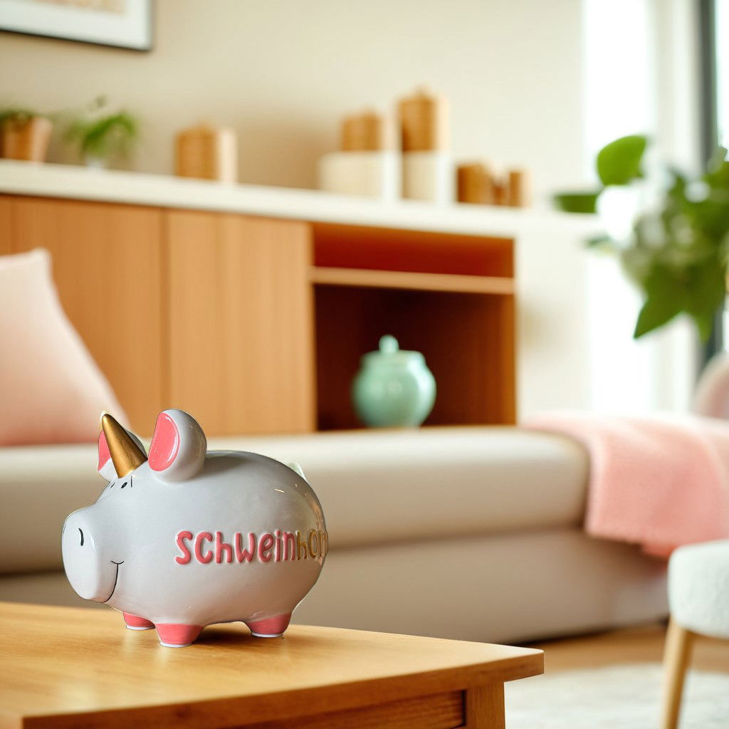 Spardose KCG Mittelschwein, Schweinhorn aus Keramik weiß (B/H/T) 17x15x15cm Sparschwein