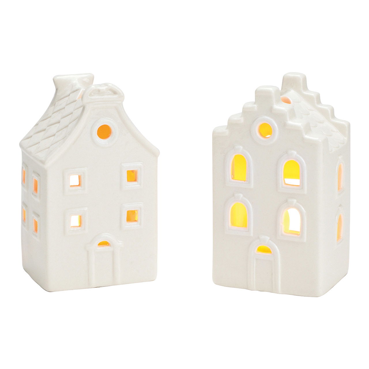 Porcelain lantern house white 2-fold, (W/H/D) 6x11x5cm