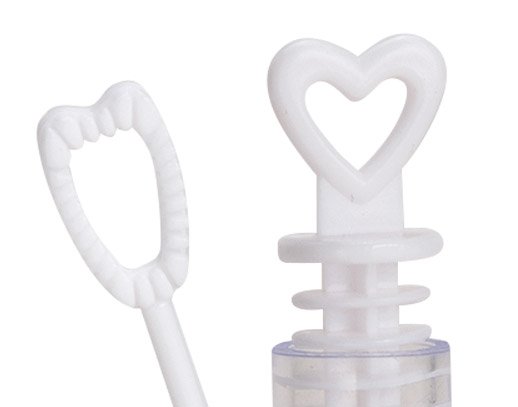 Set de 96 pompas de jabón, corazón para boda, plástico, 4,5ml, (c/h/d) 1x10x1cm Ø1cm