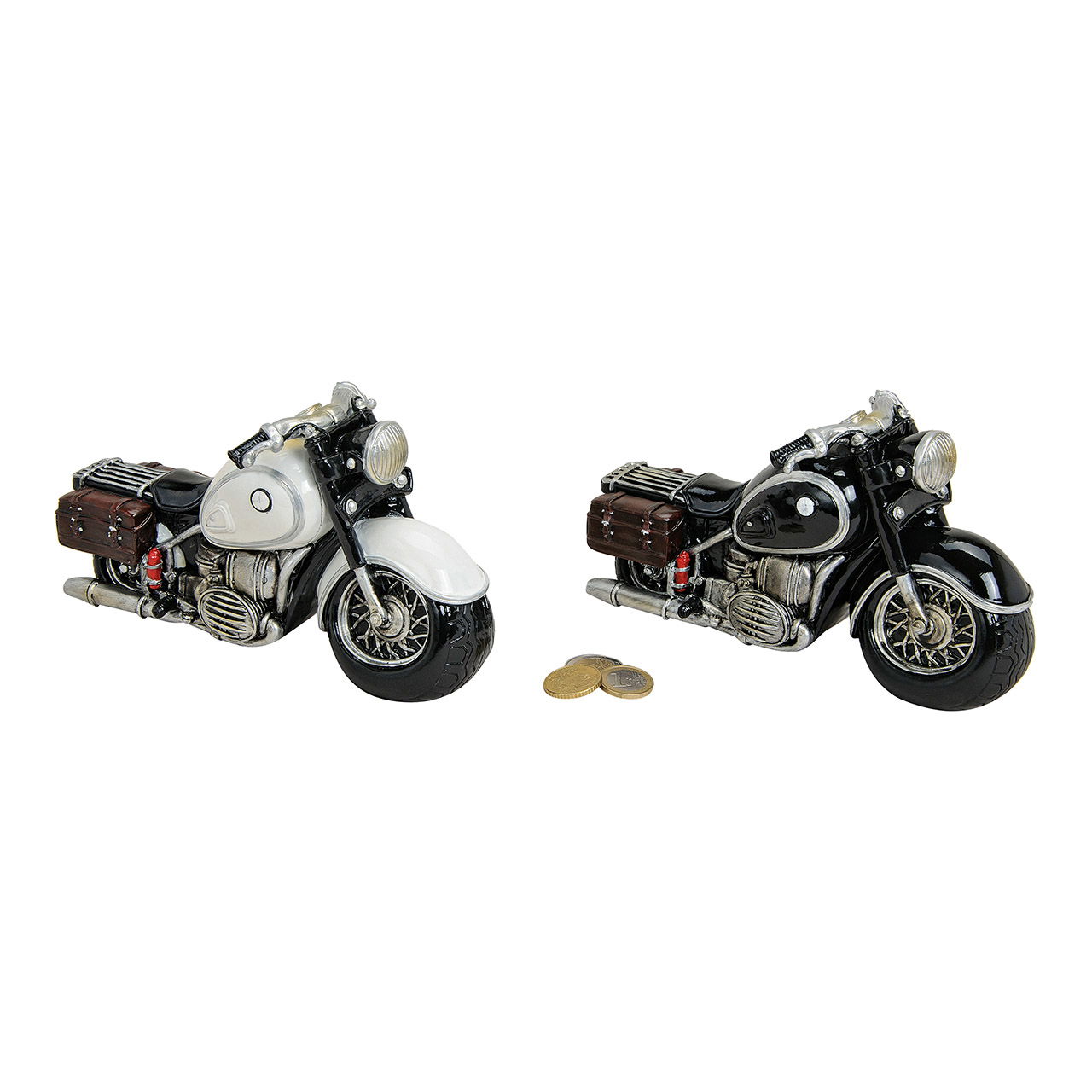 Spardose Motorrad aus Poly, 2-fach sortiert, B20 x T9 x H11 cm Spardose Motorrad aus Poly, 2-fach sortiert, B20 x T9 x H11 cm