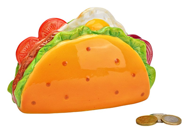 Taco spaarpot van kleurrijk keramiek (B/H/D) 17x12x7cm