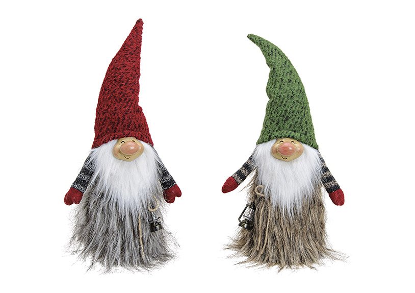 Gnome textile/plush 2-ass. 20x15x50 cm