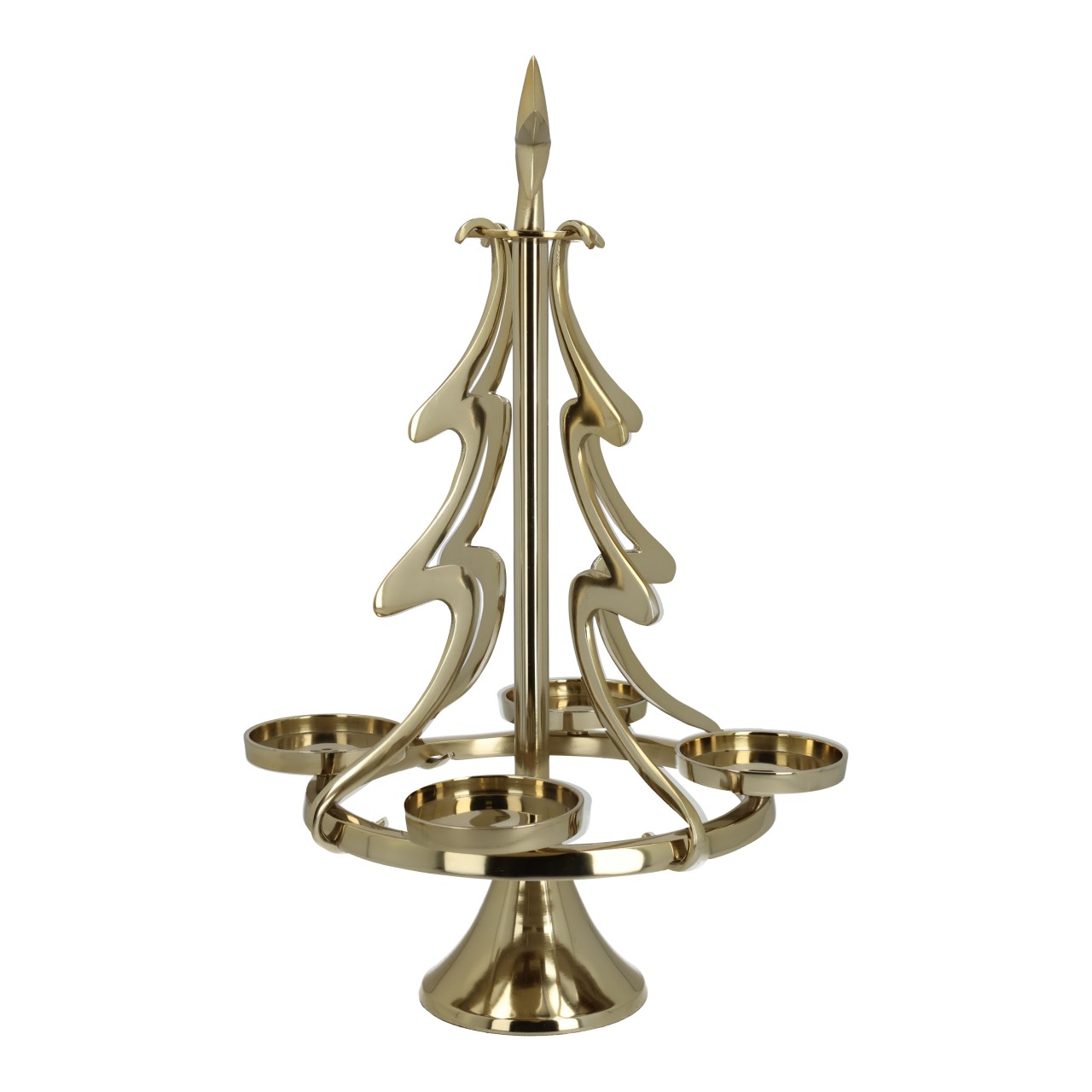 Adventskrans kerstboom van metaal, goud, glanzend goud (B/H/D) 27x50x27cm kirchlich, kandelaber, goldfarbend, metall, drei-etagen