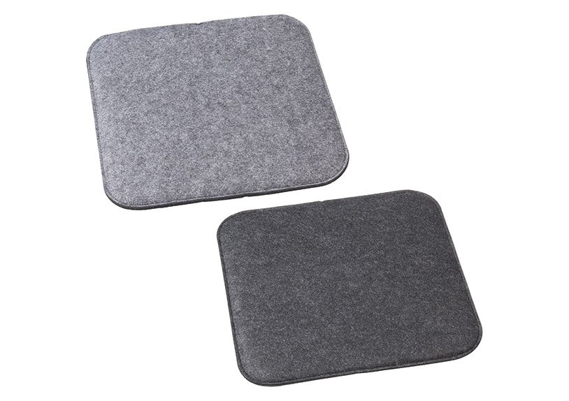 Seat cover 2 sides to turn felt gray 2-fold, (W/H) 35x35cm, polyester filled with foam