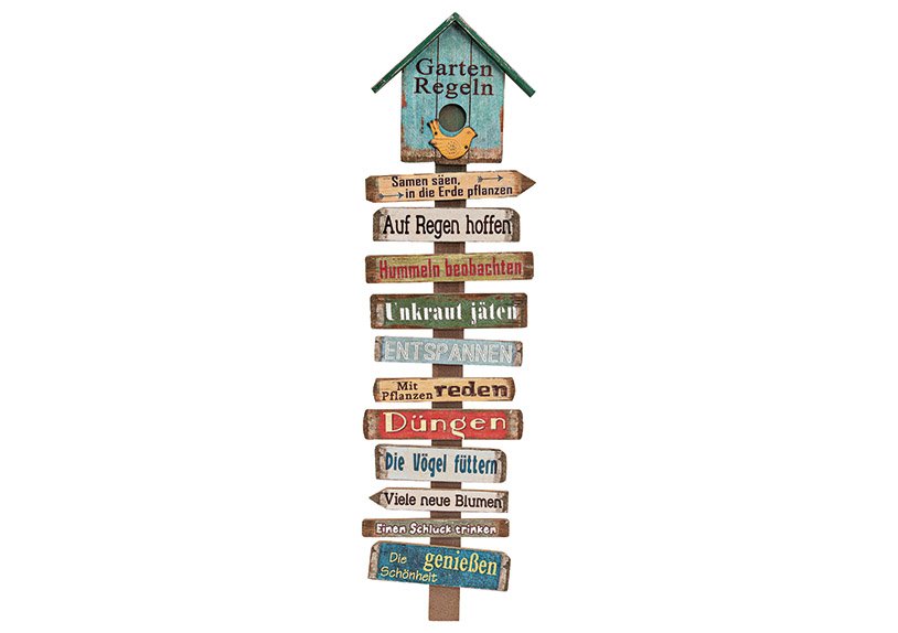 Wall picture garden rules wood 28x6x96 cm