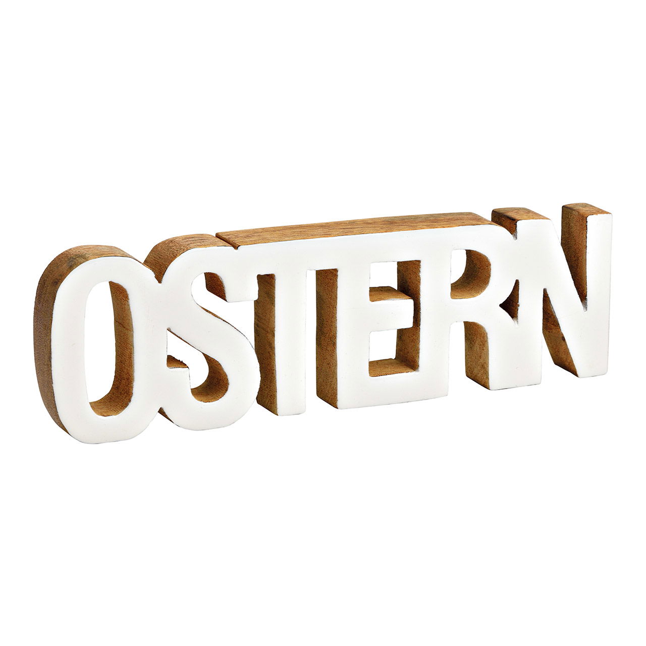 Aufsteller Ostern aus Mangoholz weiß (B/H/T) 26x8x2cm