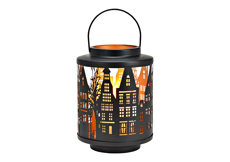 Metal townhouse lantern (W/H/D) 17x24x17cm