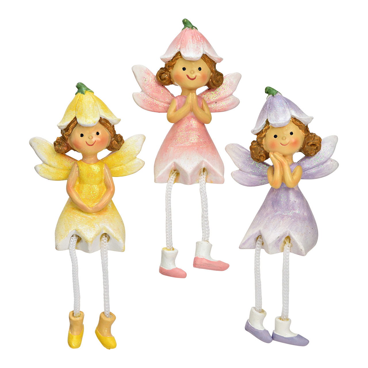 Fee aus Magnesia, 3-fach, Lila/Rosa/Gelb (B/H/T) 5x10x4cm Puppe, Spielzeug, Gesicht, Kopf, Person