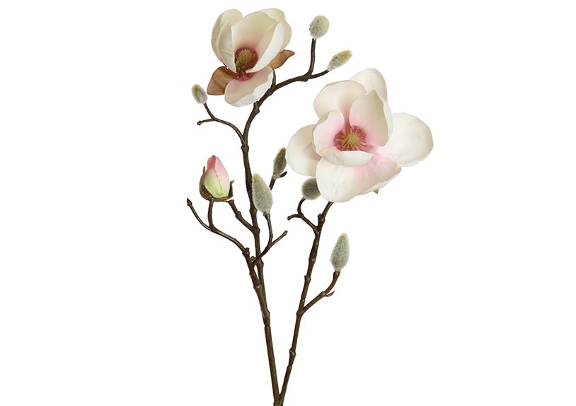 Kunstbloemen magnolia tak 54 cm roze-crème