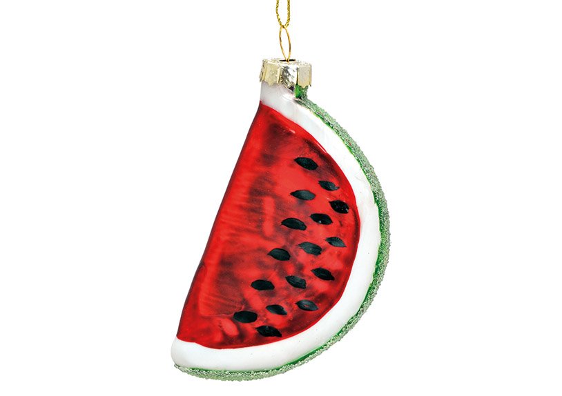 Weihnachtshänger Wassermelone Stück aus Glas Rot (B/H/T) 6x9x5cm