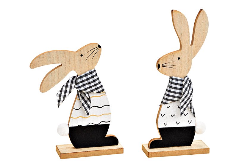 Bunny van hout Wit, zwart 2-voudig, (w/h/d) 10x22x4cm 15x18x4cm